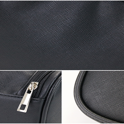 Durable water-resistant toiletry organizer with smooth metal zipper details